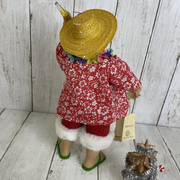 Kurt S. Adler Fabriche Santa Clause On Vacation With Drinks Figure Tropical Tree - Picture 6 of 10